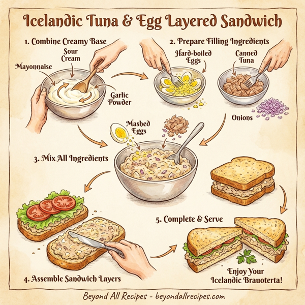 Icelandic Tuna & Egg Layered Sandwich instructions
