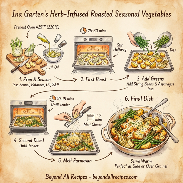 Ina Garten's Herb-Infused Roasted Seasonal Vegetables instructions
