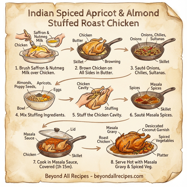 Indian Spiced Apricot & Almond Stuffed Roast Chicken instructions