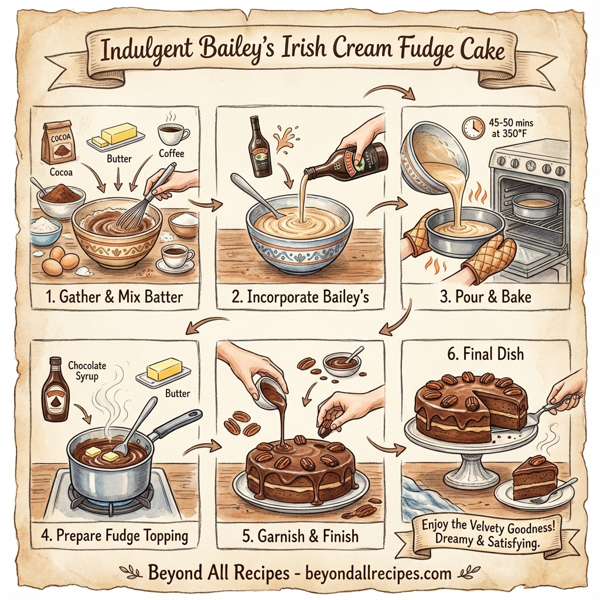 Indulgent Bailey's Irish Cream Fudge Cake instructions