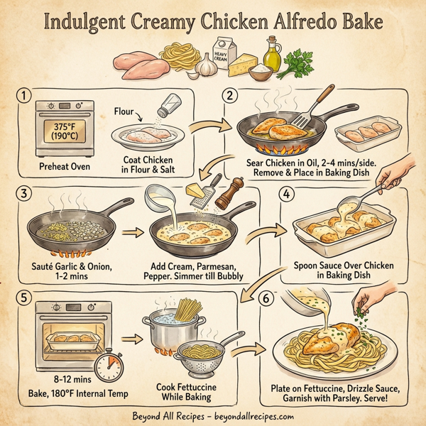 Indulgent Creamy Chicken Alfredo Bake instructions