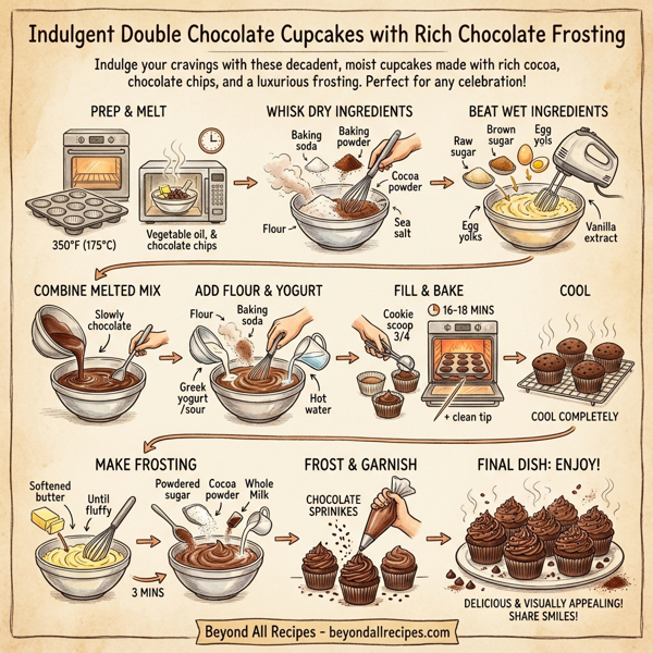 Indulgent Double Chocolate Cupcakes with Rich Chocolate Frosting instructions