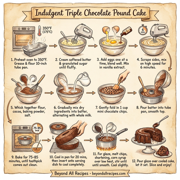 Indulgent Triple Chocolate Pound Cake instructions