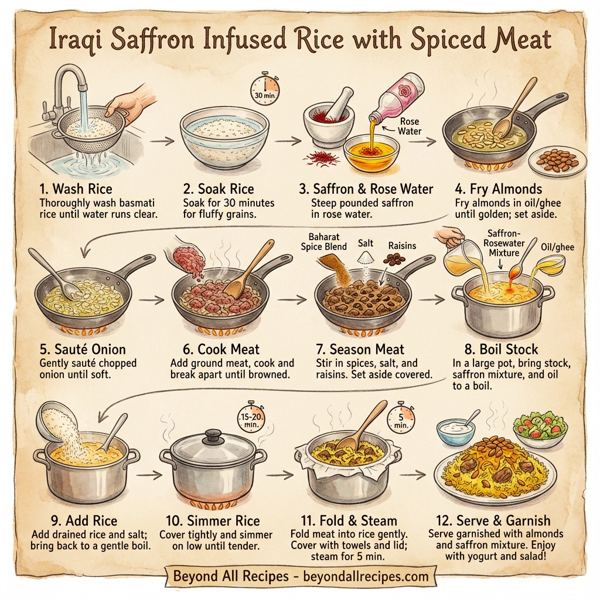 Iraqi Saffron Infused Rice with Spiced Meat instructions