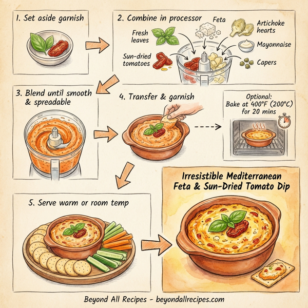 Irresistible Mediterranean Feta & Sun-Dried Tomato Dip instructions