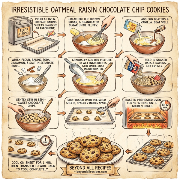 Irresistible Oatmeal Raisin Chocolate Chip Cookies instructions