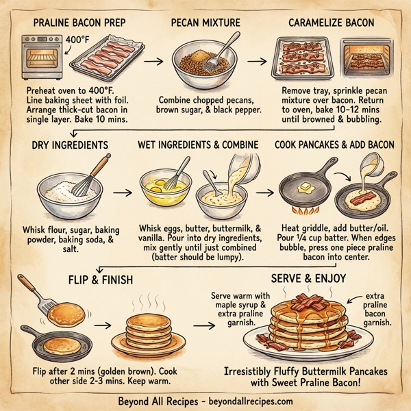 Irresistibly Fluffy Buttermilk Pancakes with Sweet Praline Bacon instructions