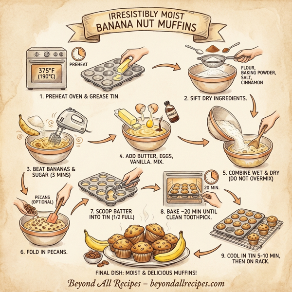 Irresistibly Moist Banana Nut Muffins instructions
