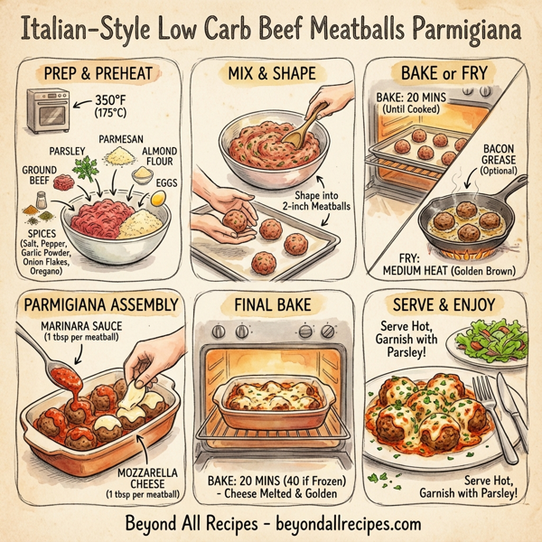 Italian-Style Low Carb Beef Meatballs Parmigiana instructions