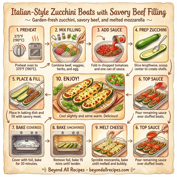 Italian-Style Zucchini Boats with Savory Beef Filling instructions