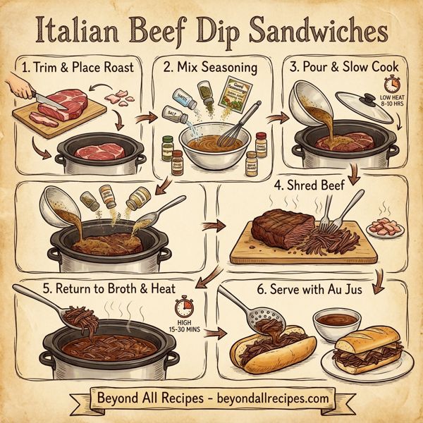 Italian Beef Dip Sandwiches instructions