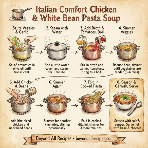 Italian Comfort Chicken & White Bean Pasta Soup instructions