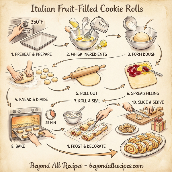 Italian Fruit-Filled Cookie Rolls instructions