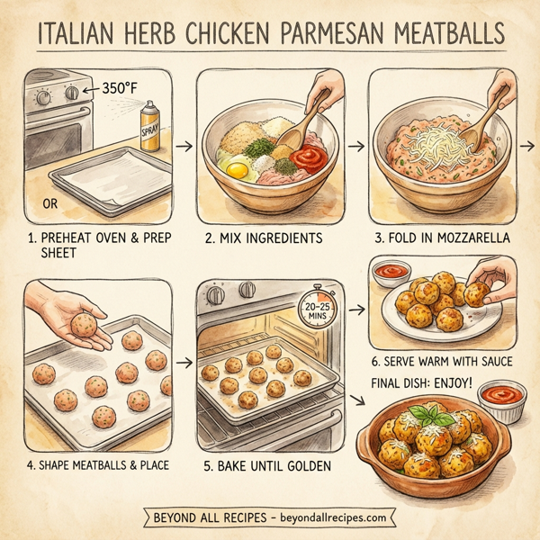 Italian Herb Chicken Parmesan Meatballs instructions