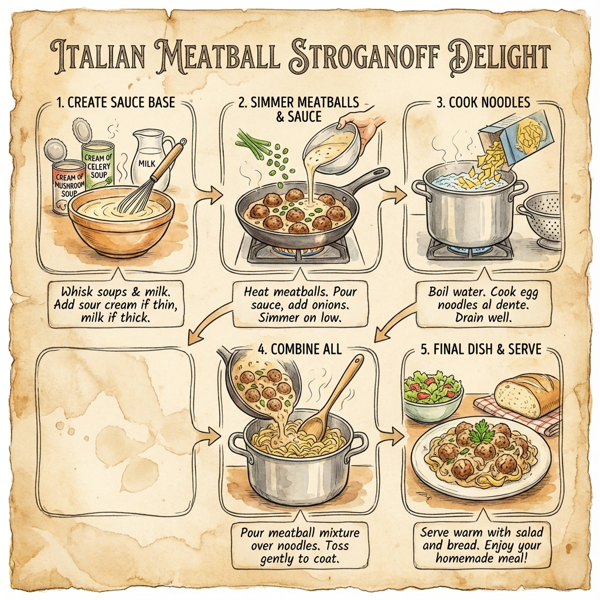 Italian Meatball Stroganoff Delight instructions