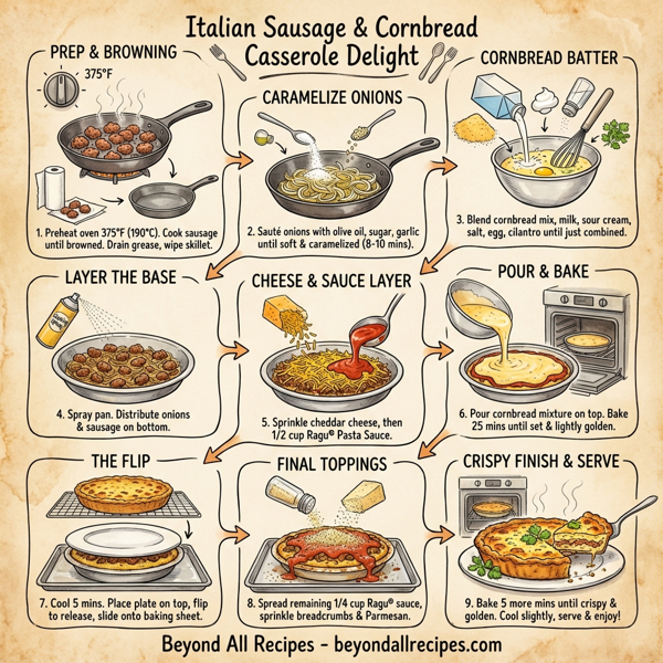 Italian Sausage & Cornbread Casserole Delight instructions