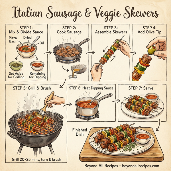 Italian Sausage & Veggie Skewers instructions