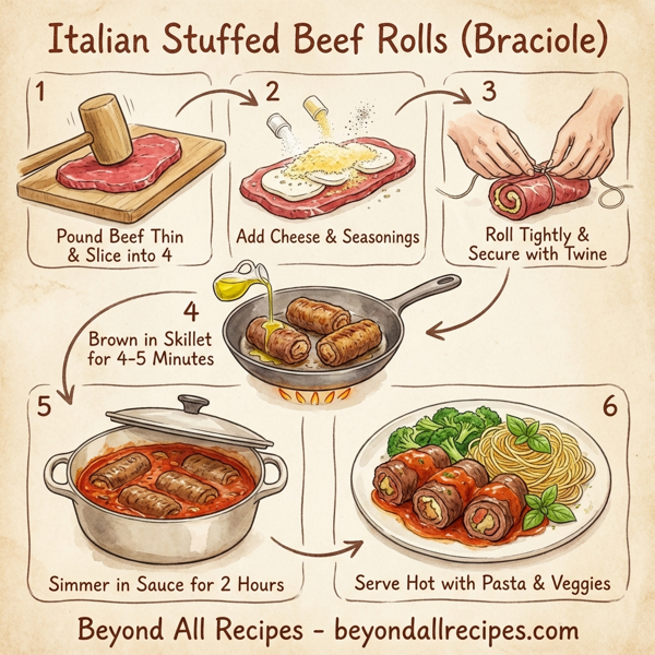 Italian Stuffed Beef Rolls with Mozzarella instructions