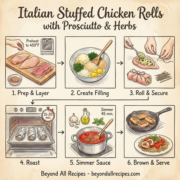 Italian Stuffed Chicken Rolls with Prosciutto and Herbs instructions