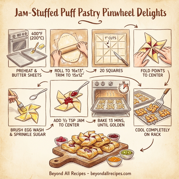 Jam-Stuffed Puff Pastry Pinwheel Delights instructions