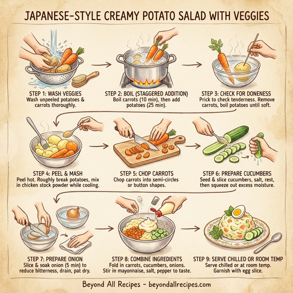 Japanese-Style Creamy Potato Salad with Veggies instructions