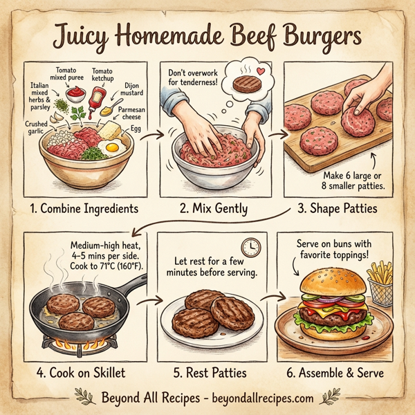 Juicy Homemade Beef Burgers instructions