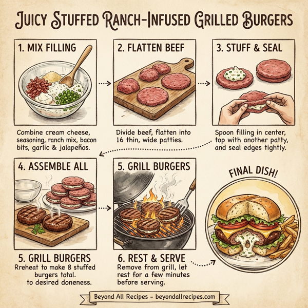 Juicy Stuffed Ranch-Infused Grilled Burgers instructions