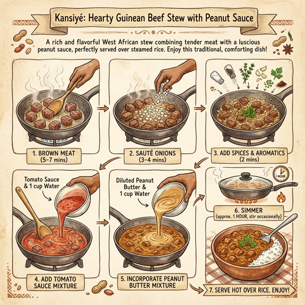 Kansiyé: Hearty Guinean Beef Stew with Peanut Sauce instructions