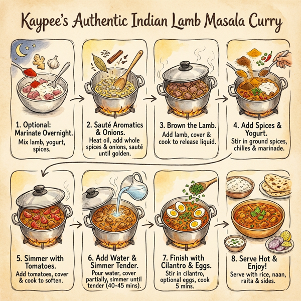 Kaypee's Authentic Indian Lamb Masala Curry instructions