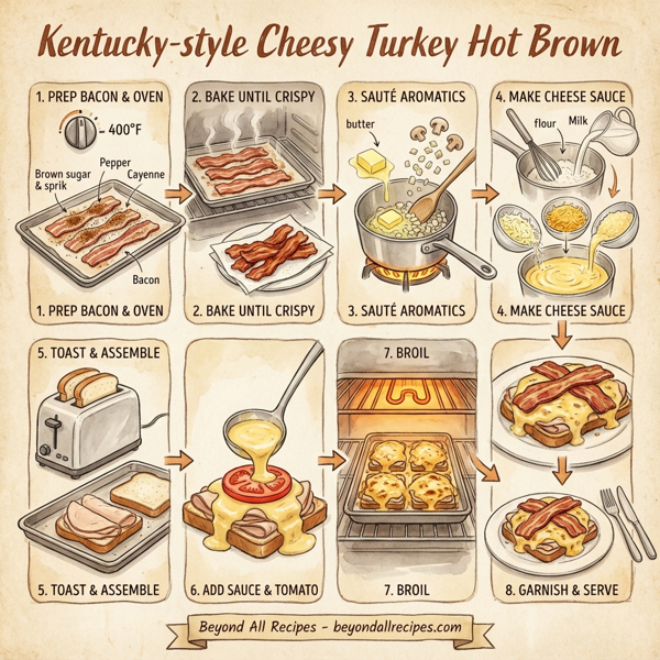 Kentucky-style Cheesy Turkey Hot Brown instructions