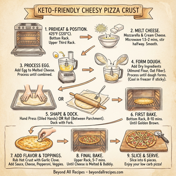 Keto-Friendly Cheesy Pizza Crust instructions