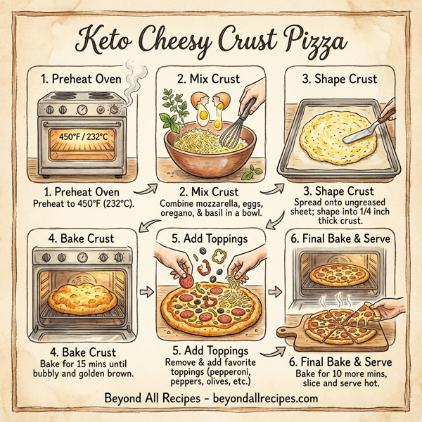 Keto Cheesy Crust Pizza instructions