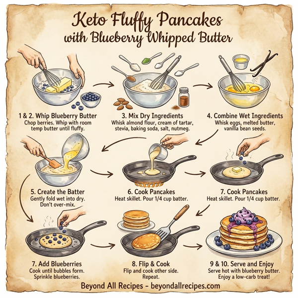 Keto Fluffy Pancakes with Blueberry Whipped Butter instructions