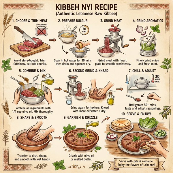 Kibbeh Nyi: Authentic Lebanese Raw Kibbee instructions