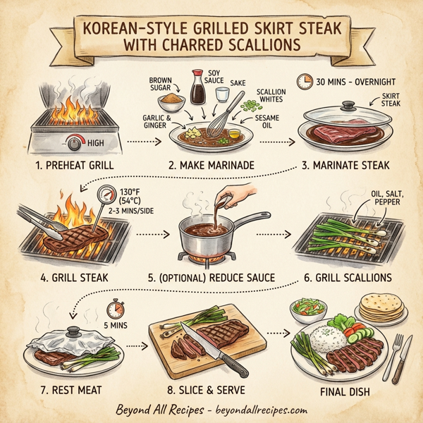 Korean-Style Grilled Skirt Steak with Charred Scallions instructions