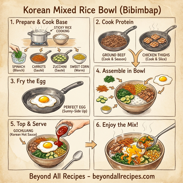Korean Mixed Rice Bowl (Bibimbap) instructions