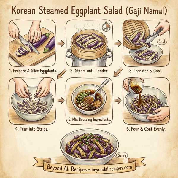 Korean Steamed Eggplant Salad (Gaji Namul) instructions