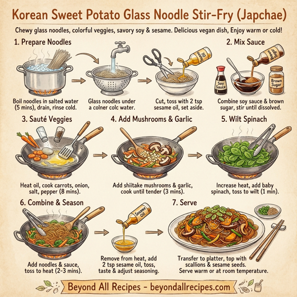 Korean Sweet Potato Glass Noodle Stir-Fry instructions