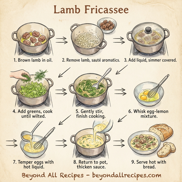 Lamb Fricassee with Avgolemono Sauce instructions