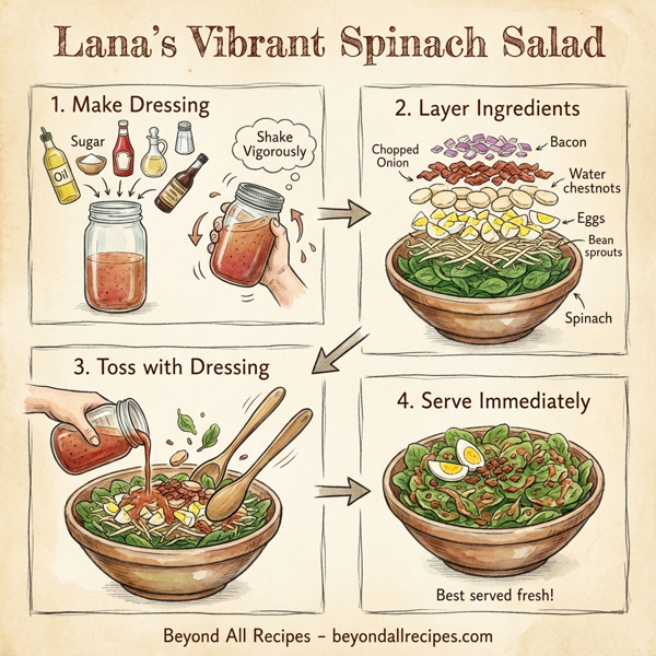 Lana's Vibrant Spinach Salad instructions