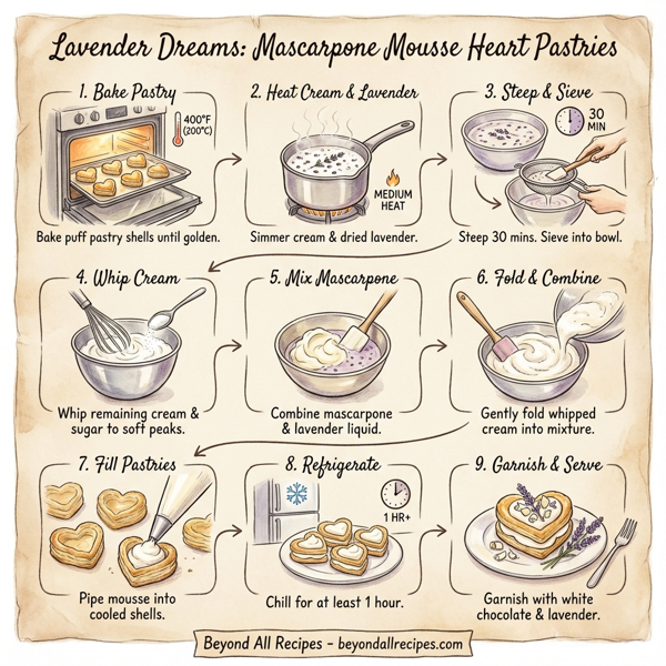 Lavender Dreams: Mascarpone Mousse Heart Pastries instructions