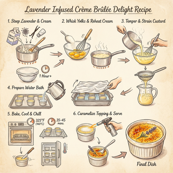Lavender Infused Crème Brûlée Delight instructions