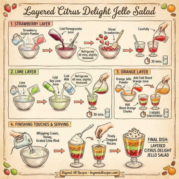 Layered Citrus Delight Jello Salad instructions