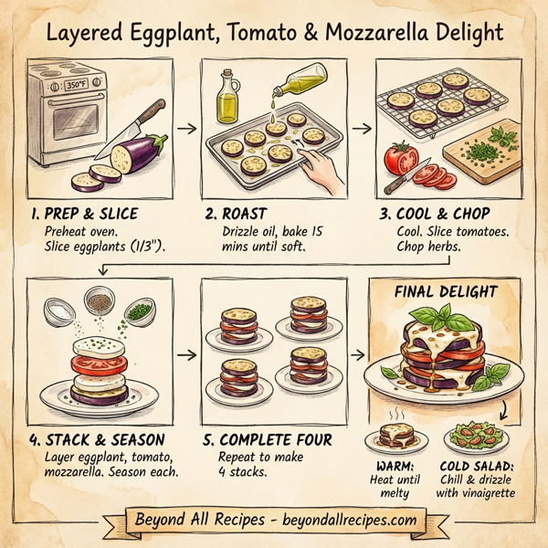 Layered Eggplant, Tomato & Mozzarella Delight instructions