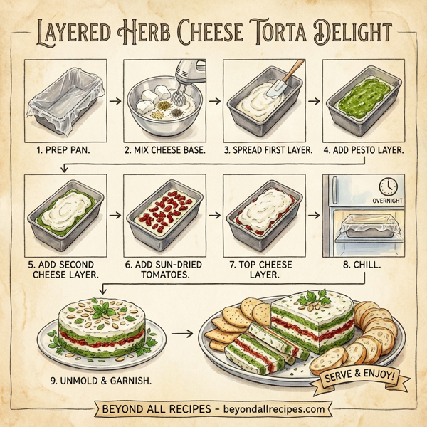 Layered Herb Cheese Torta Delight instructions