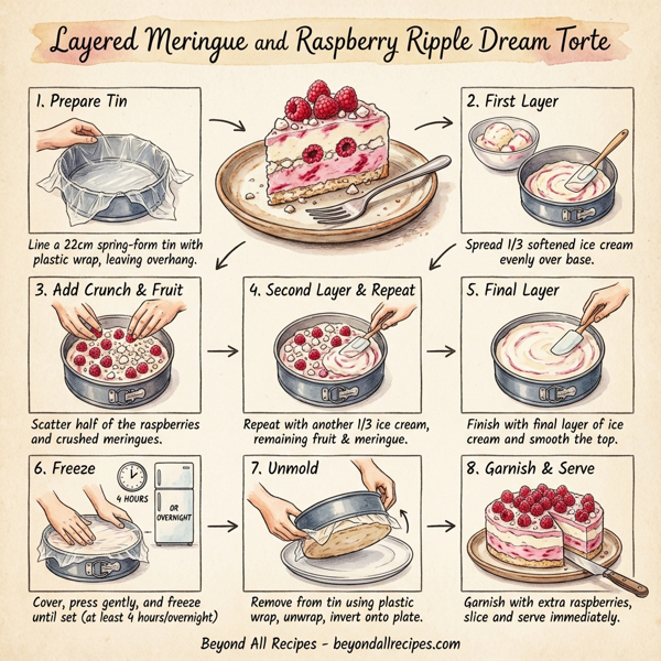 Layered Meringue and Raspberry Ripple Dream Torte instructions