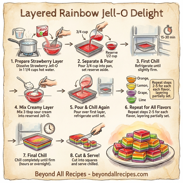 Layered Rainbow Jell-O Delight instructions