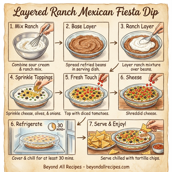 Layered Ranch Mexican Fiesta Dip instructions
