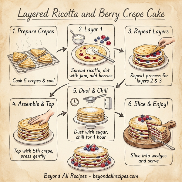 Layered Ricotta and Berry Crepe Cake instructions