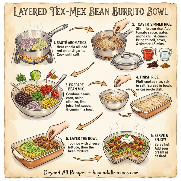 Layered Tex-Mex Bean Burrito Bowl instructions